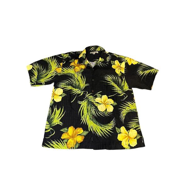 Tommy Bahama Large Tropical Hawaiian 100% Silk Hibiscus Flower Shirt Aloha Light - Picture 1 of 7